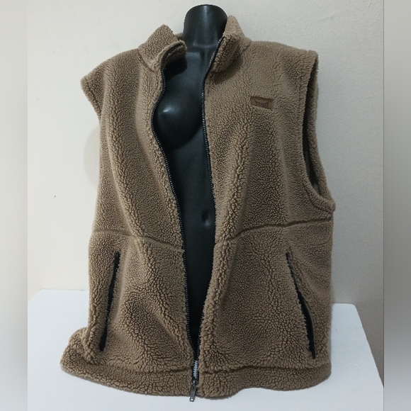 Marker Women's Tan Teddy Vest Fully Zipper Size XXLarge - Picture 2 of 12